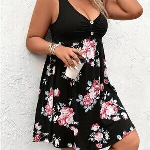 Floral Black Sleeveless Dress 4X NWOT